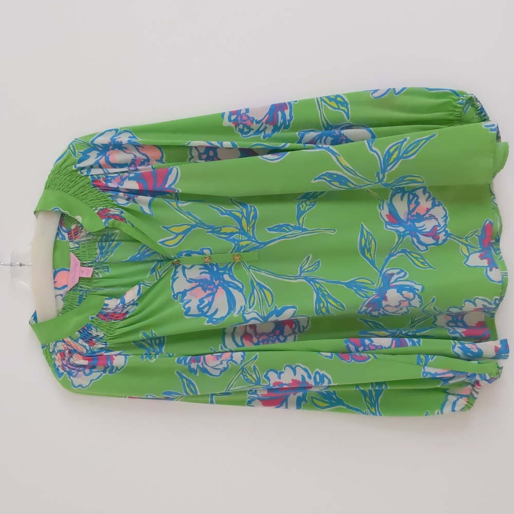 Lilly Pulitzer Silk Green Floral Top